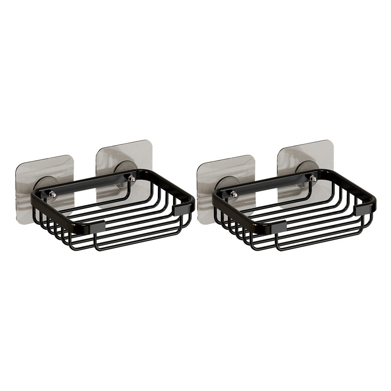 Modern Bath Hardware Set Bath Shelf Black/Silver/Grey Bathroom Hardware Set Black 2 Piece Set Soap Dish Clearhalo 'Bathroom Hardware Sets' 'Bathroom Hardware' 'Bathroom Remodel & Bathroom Fixtures' 'bathroom_hardware_sets' 'Home Improvement' 'home_improvement' 'home_improvement_bathroom_hardware_sets' 6460827