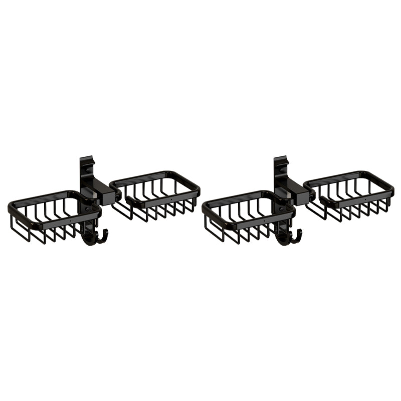 Modern Bath Hardware Set Bath Shelf Black/Silver/Grey Bathroom Hardware Set Black 2 Piece Set Soap Dish (Horizontal Double Layer) Clearhalo 'Bathroom Hardware Sets' 'Bathroom Hardware' 'Bathroom Remodel & Bathroom Fixtures' 'bathroom_hardware_sets' 'Home Improvement' 'home_improvement' 'home_improvement_bathroom_hardware_sets' 6460839