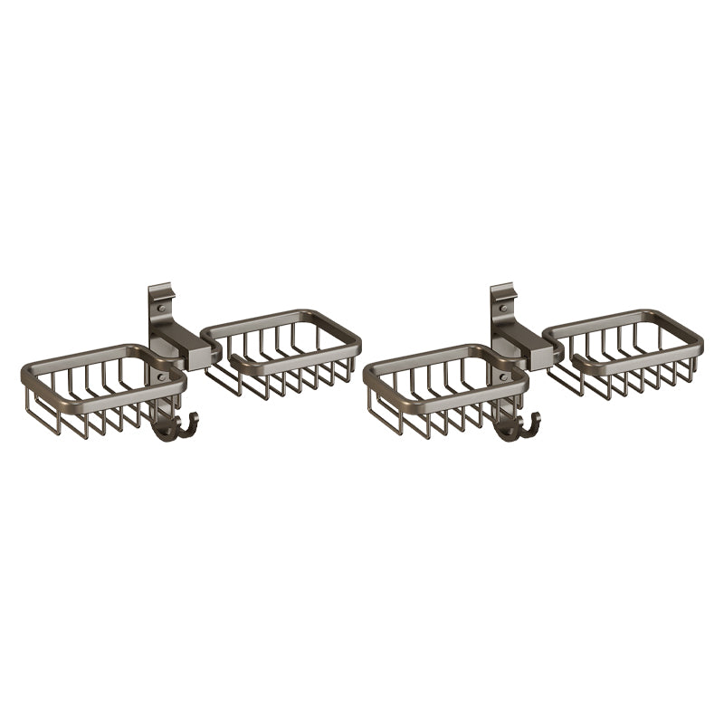 Modern Bath Hardware Set Bath Shelf Black/Silver/Grey Bathroom Hardware Set Grey 2 Piece Set Soap Dish (Horizontal Double Layer) Clearhalo 'Bathroom Hardware Sets' 'Bathroom Hardware' 'Bathroom Remodel & Bathroom Fixtures' 'bathroom_hardware_sets' 'Home Improvement' 'home_improvement' 'home_improvement_bathroom_hardware_sets' 6460844