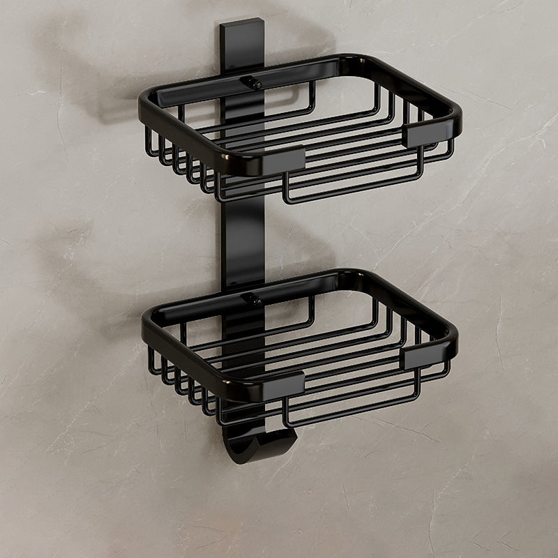 Modern Bath Hardware Set Bath Shelf Black/Silver/Grey Bathroom Hardware Set Black 1 Piece Soap Dish (Vertical Double Layer) Clearhalo 'Bathroom Hardware Sets' 'Bathroom Hardware' 'Bathroom Remodel & Bathroom Fixtures' 'bathroom_hardware_sets' 'Home Improvement' 'home_improvement' 'home_improvement_bathroom_hardware_sets' 6460849