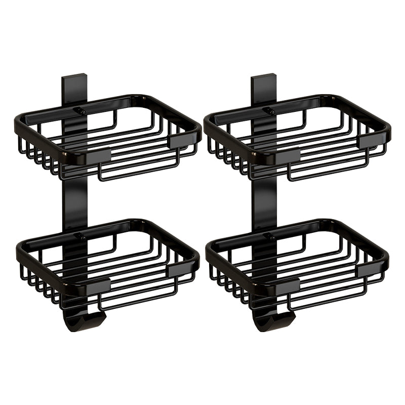 Modern Bath Hardware Set Bath Shelf Black/Silver/Grey Bathroom Hardware Set Black 2 Piece Set Soap Dish (Vertical Double Layer) Clearhalo 'Bathroom Hardware Sets' 'Bathroom Hardware' 'Bathroom Remodel & Bathroom Fixtures' 'bathroom_hardware_sets' 'Home Improvement' 'home_improvement' 'home_improvement_bathroom_hardware_sets' 6460851