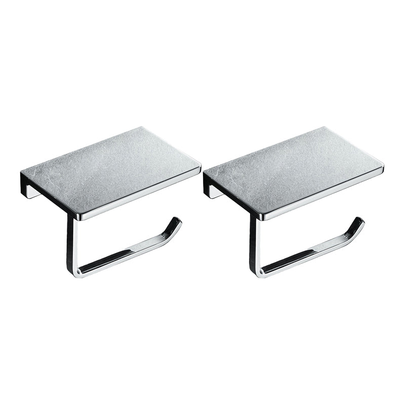 Contemporary 2-Piece Bathroom Set in Stainless Steel Polished Chrome Paper Holder 6.5" 2 Piece Set Clearhalo 'Bathroom Hardware Sets' 'Bathroom Hardware' 'Bathroom Remodel & Bathroom Fixtures' 'bathroom_hardware_sets' 'Home Improvement' 'home_improvement' 'home_improvement_bathroom_hardware_sets' 6460886