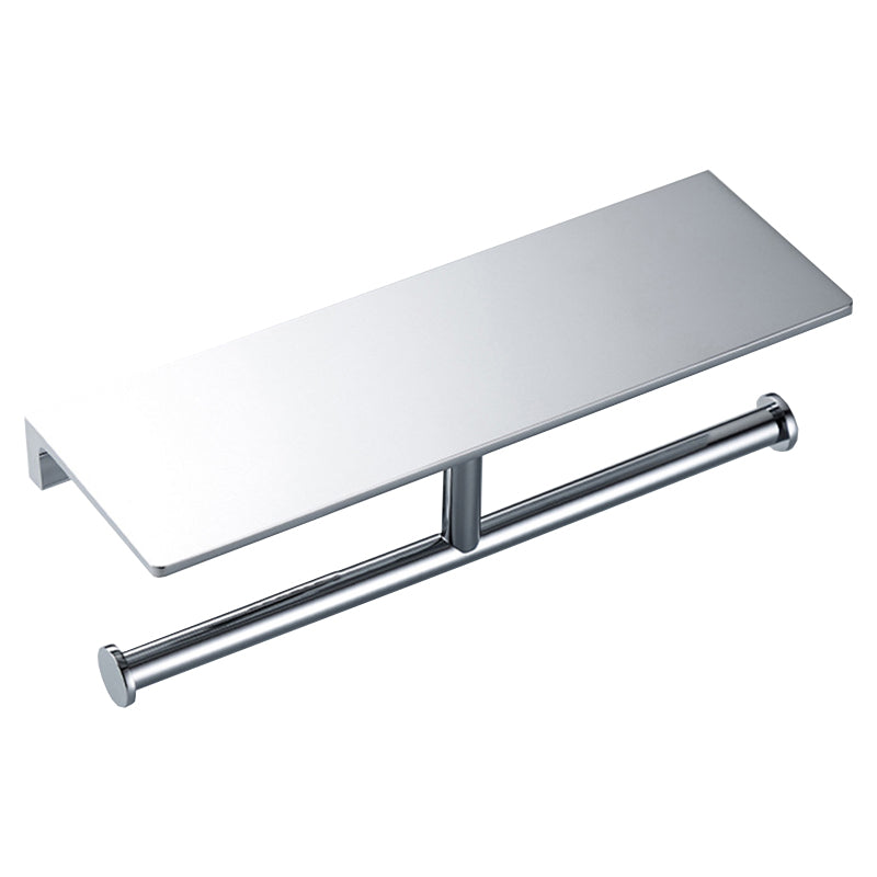 Contemporary 2-Piece Bathroom Set in Stainless Steel Polished Chrome Paper Holder Clearhalo 'Bathroom Hardware Sets' 'Bathroom Hardware' 'Bathroom Remodel & Bathroom Fixtures' 'bathroom_hardware_sets' 'Home Improvement' 'home_improvement' 'home_improvement_bathroom_hardware_sets' 6460892