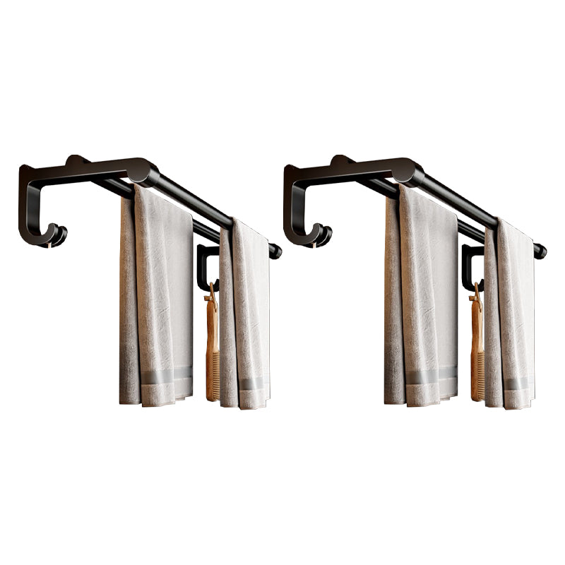 Modern Black Bath Hardware Set Towel Bar Bathroom Hardware Set Black 2 Piece Set Clearhalo 'Bathroom Hardware Sets' 'Bathroom Hardware' 'Bathroom Remodel & Bathroom Fixtures' 'bathroom_hardware_sets' 'Home Improvement' 'home_improvement' 'home_improvement_bathroom_hardware_sets' 6460906