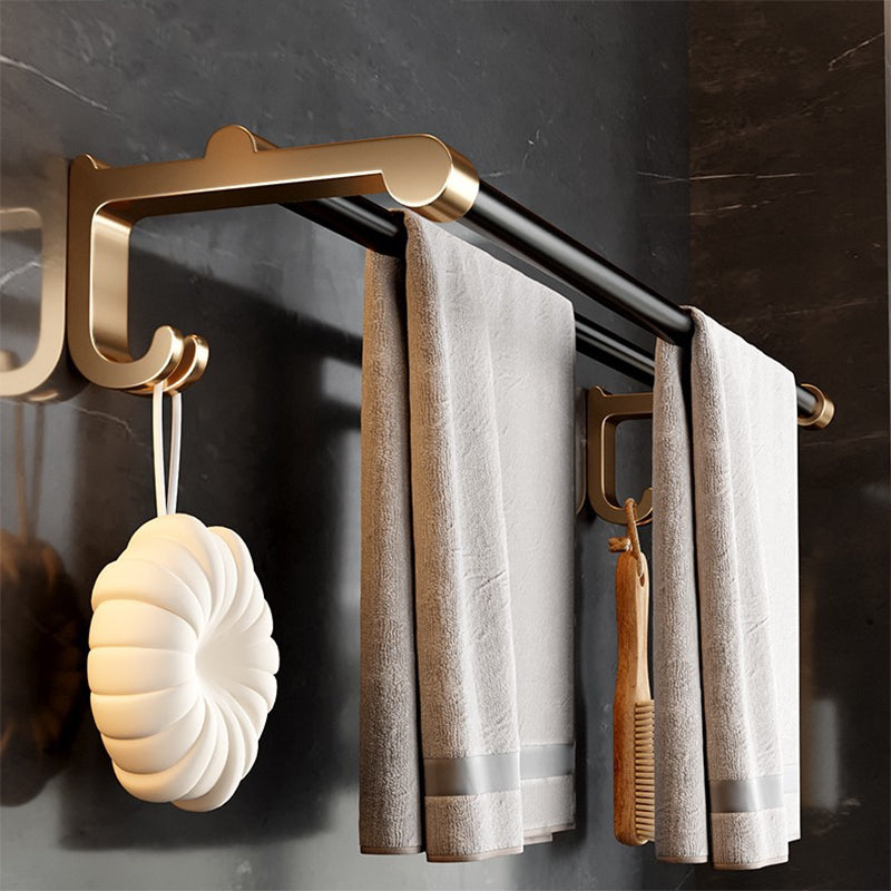 Modern Black Bath Hardware Set Towel Bar Bathroom Hardware Set Black/ Gold 1 Piece Clearhalo 'Bathroom Hardware Sets' 'Bathroom Hardware' 'Bathroom Remodel & Bathroom Fixtures' 'bathroom_hardware_sets' 'Home Improvement' 'home_improvement' 'home_improvement_bathroom_hardware_sets' 6460908