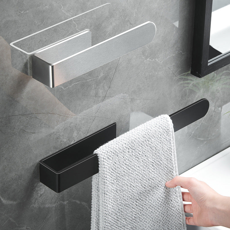 Modern Towel Ring Bathroom Hardware Set Stainless Steel/Black Bath Hardware Set Clearhalo 'Bathroom Hardware Sets' 'Bathroom Hardware' 'Bathroom Remodel & Bathroom Fixtures' 'bathroom_hardware_sets' 'Home Improvement' 'home_improvement' 'home_improvement_bathroom_hardware_sets' 6460925