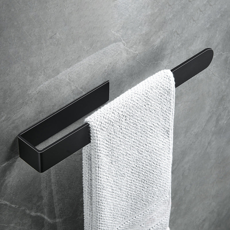 Modern Towel Ring Bathroom Hardware Set Stainless Steel/Black Bath Hardware Set 15"L x 2"W x 2"H Black 1 Piece Clearhalo 'Bathroom Hardware Sets' 'Bathroom Hardware' 'Bathroom Remodel & Bathroom Fixtures' 'bathroom_hardware_sets' 'Home Improvement' 'home_improvement' 'home_improvement_bathroom_hardware_sets' 6460926