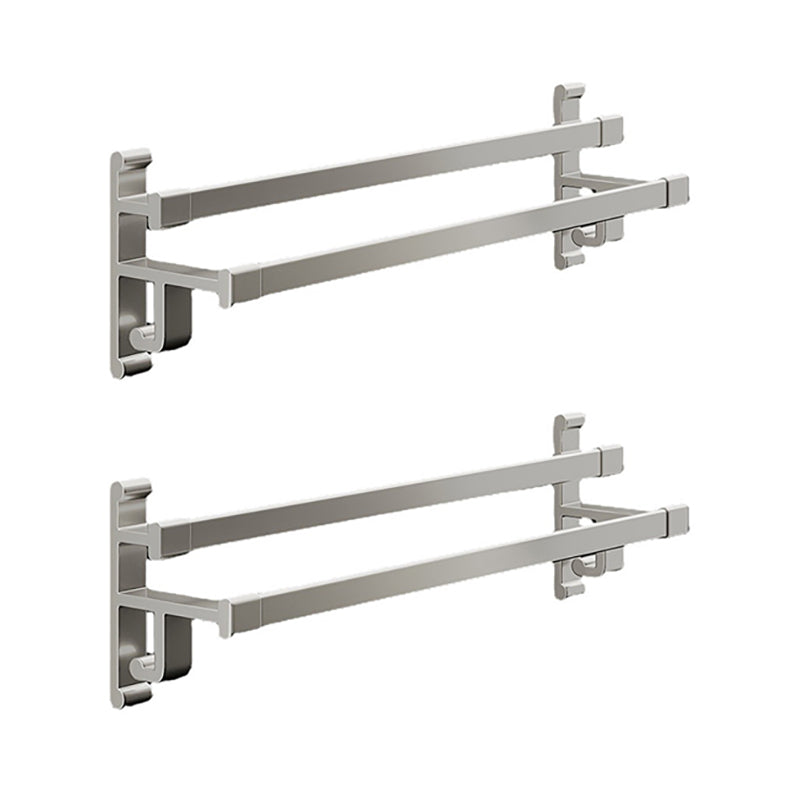 Gray Bathroom Accessory Set Contemporary Style Aluminum Towel Bar 2 Piece Set 2 Towel Rails Included Clearhalo 'Bathroom Hardware Sets' 'Bathroom Hardware' 'Bathroom Remodel & Bathroom Fixtures' 'bathroom_hardware_sets' 'Home Improvement' 'home_improvement' 'home_improvement_bathroom_hardware_sets' 6460969