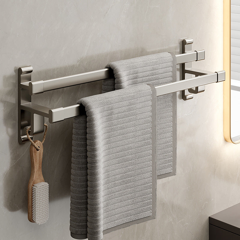 Gray Bathroom Accessory Set Contemporary Style Aluminum Towel Bar Clearhalo 'Bathroom Hardware Sets' 'Bathroom Hardware' 'Bathroom Remodel & Bathroom Fixtures' 'bathroom_hardware_sets' 'Home Improvement' 'home_improvement' 'home_improvement_bathroom_hardware_sets' 6460971