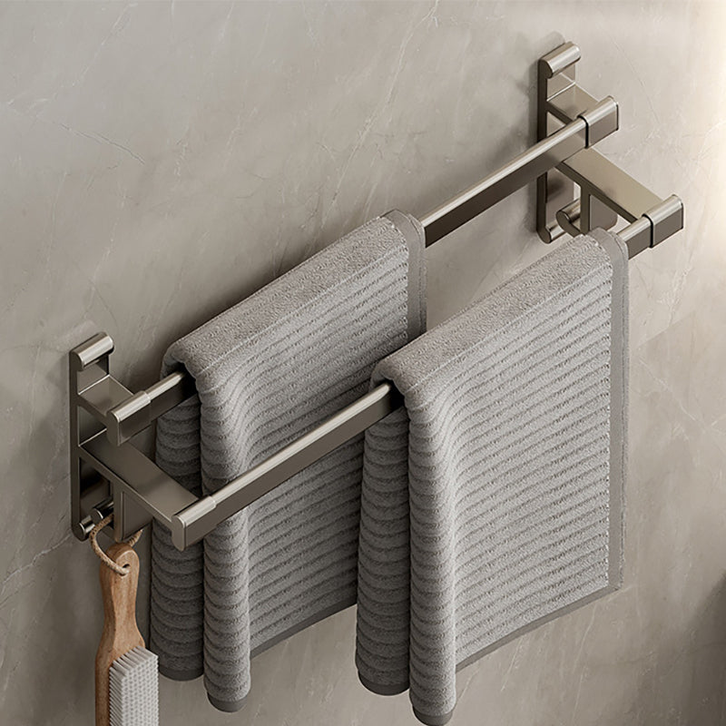 Gray Bathroom Accessory Set Contemporary Style Aluminum Towel Bar 20" 1 Piece 2 Towel Rails Included Clearhalo 'Bathroom Hardware Sets' 'Bathroom Hardware' 'Bathroom Remodel & Bathroom Fixtures' 'bathroom_hardware_sets' 'Home Improvement' 'home_improvement' 'home_improvement_bathroom_hardware_sets' 6460981