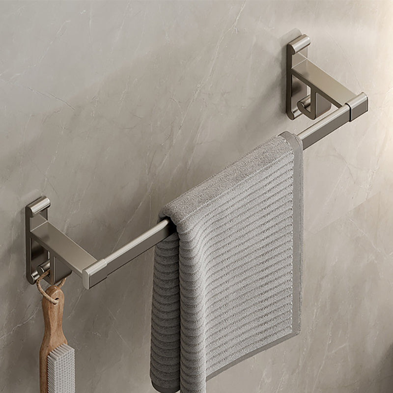 Gray Bathroom Accessory Set Contemporary Style Aluminum Towel Bar 20" 1 Piece 1 Towel Rail Included Clearhalo 'Bathroom Hardware Sets' 'Bathroom Hardware' 'Bathroom Remodel & Bathroom Fixtures' 'bathroom_hardware_sets' 'Home Improvement' 'home_improvement' 'home_improvement_bathroom_hardware_sets' 6460984