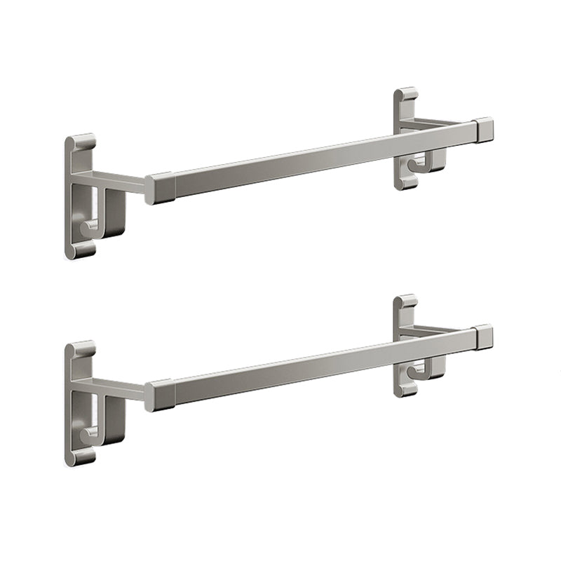 Gray Bathroom Accessory Set Contemporary Style Aluminum Towel Bar 2 Piece Set 1 Towel Rail Included Clearhalo 'Bathroom Hardware Sets' 'Bathroom Hardware' 'Bathroom Remodel & Bathroom Fixtures' 'bathroom_hardware_sets' 'Home Improvement' 'home_improvement' 'home_improvement_bathroom_hardware_sets' 6460990