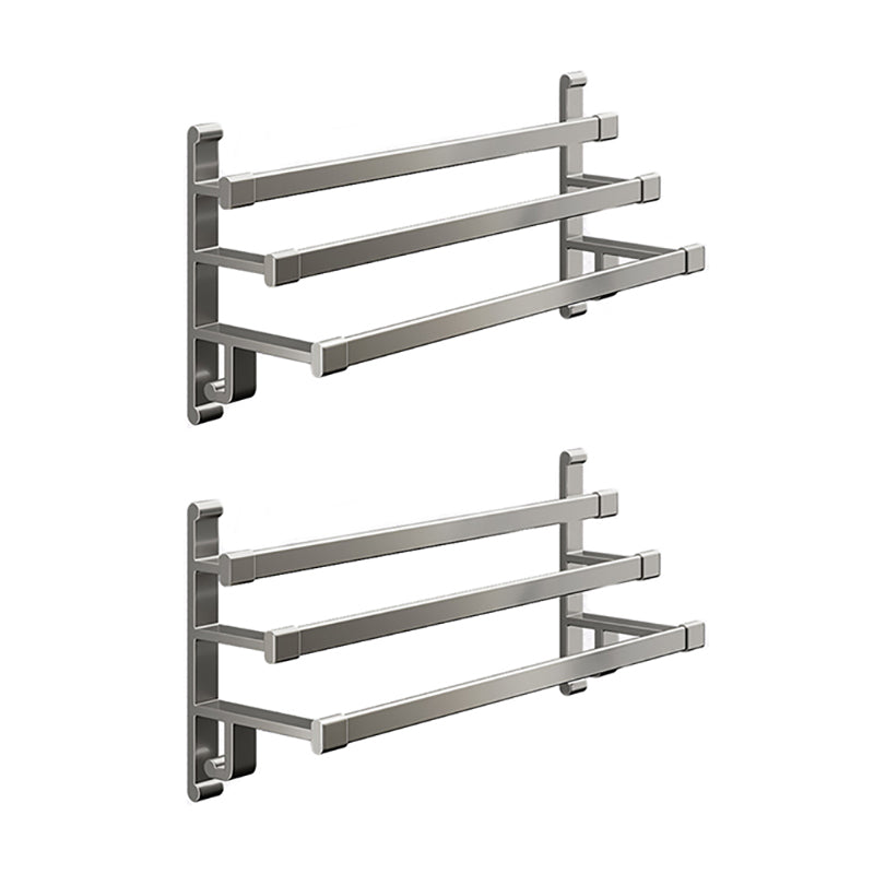 Gray Bathroom Accessory Set Contemporary Style Aluminum Towel Bar 2 Piece Set 3 Towel Rails Included Clearhalo 'Bathroom Hardware Sets' 'Bathroom Hardware' 'Bathroom Remodel & Bathroom Fixtures' 'bathroom_hardware_sets' 'Home Improvement' 'home_improvement' 'home_improvement_bathroom_hardware_sets' 6460992