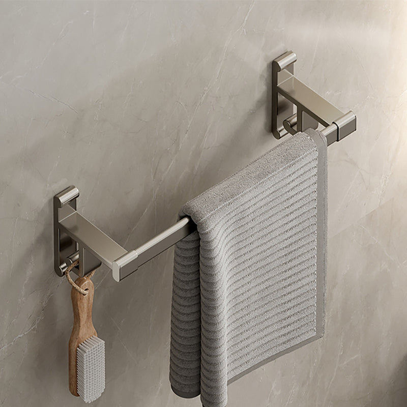 Gray Bathroom Accessory Set Contemporary Style Aluminum Towel Bar 16" 1 Piece 1 Towel Rail Included Clearhalo 'Bathroom Hardware Sets' 'Bathroom Hardware' 'Bathroom Remodel & Bathroom Fixtures' 'bathroom_hardware_sets' 'Home Improvement' 'home_improvement' 'home_improvement_bathroom_hardware_sets' 6461000