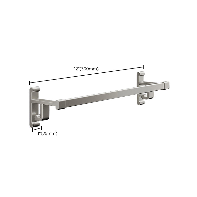 Gray Bathroom Accessory Set Contemporary Style Aluminum Towel Bar Clearhalo 'Bathroom Hardware Sets' 'Bathroom Hardware' 'Bathroom Remodel & Bathroom Fixtures' 'bathroom_hardware_sets' 'Home Improvement' 'home_improvement' 'home_improvement_bathroom_hardware_sets' 6461002