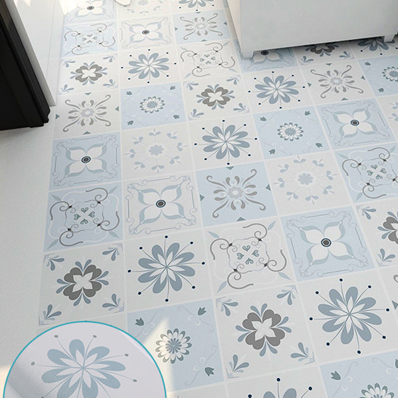 Bathroom 3.5mm Vinyl Flooring Square Peel and Stick PVC Flooring White-Blue Clearhalo 'Flooring 'Home Improvement' 'home_improvement' 'home_improvement_vinyl_flooring' 'Vinyl Flooring' 'vinyl_flooring' Walls and Ceiling' 6462424