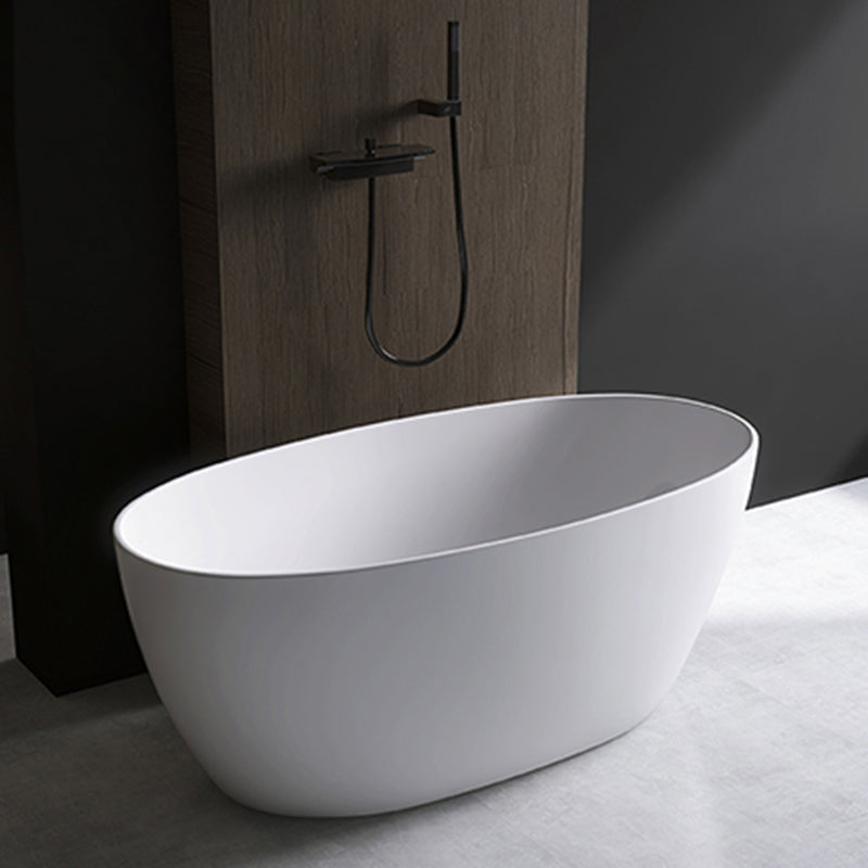 Modern Ellipse White Acrylic Bathtub Freestand Soaking Bathtub with Drain Bath Tub Tub with Wall Mounted Faucets Clearhalo 'Bathroom Remodel & Bathroom Fixtures' 'Bathtubs' 'Home Improvement' 'home_improvement' 'home_improvement_bathtubs' 'Showers & Bathtubs' 6463023