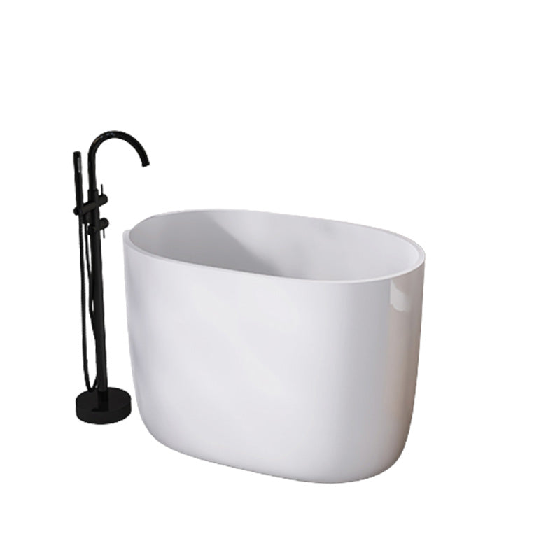 Modern Ellipse White Acrylic Bathtub Back to Wall with Drain Bath Tub Tub with Freestanding Tub Fillers Clearhalo 'Bathroom Remodel & Bathroom Fixtures' 'Bathtubs' 'Home Improvement' 'home_improvement' 'home_improvement_bathtubs' 'Showers & Bathtubs' 6463047