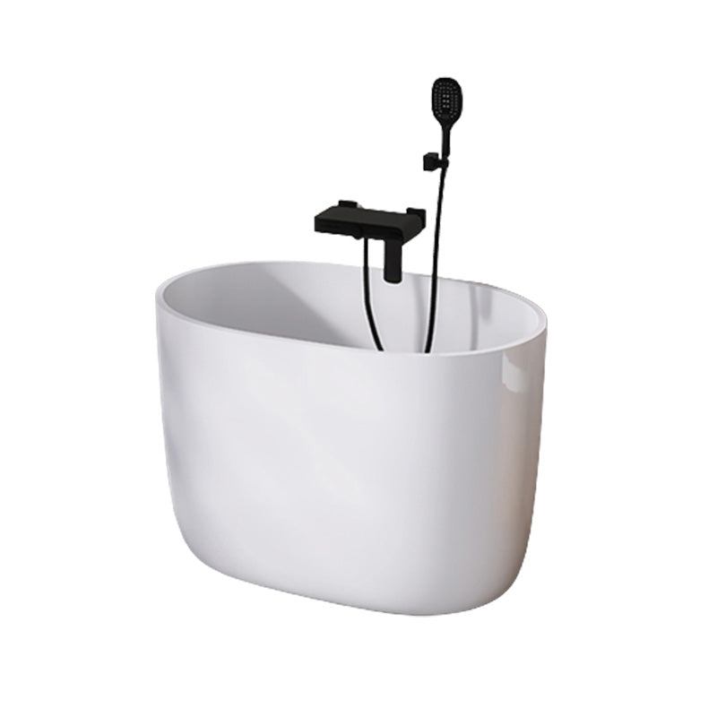 Modern Ellipse White Acrylic Bathtub Back to Wall with Drain Bath Tub 47"L x 23"W x 27"H Tub with Wall Mounted Faucets Clearhalo 'Bathroom Remodel & Bathroom Fixtures' 'Bathtubs' 'Home Improvement' 'home_improvement' 'home_improvement_bathtubs' 'Showers & Bathtubs' 6463050