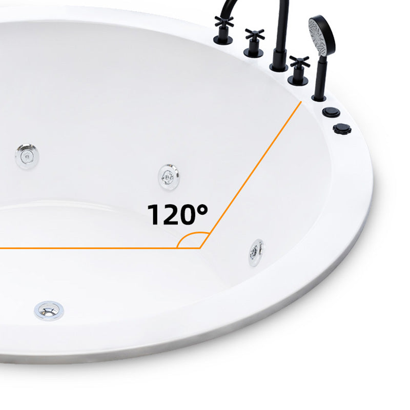 Modern Round White Acrylic Bathtub Embedded Bathtub with Drain and Massage Device Clearhalo 'Bathroom Remodel & Bathroom Fixtures' 'Bathtubs' 'Home Improvement' 'home_improvement' 'home_improvement_bathtubs' 'Showers & Bathtubs' 6463079