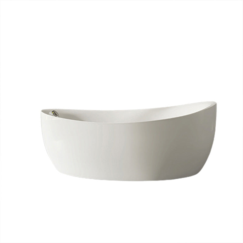 Modern White Ellipse Acrylic Bathtub Freestand Soaking Bathtub with Drain Bath Tub White Tub Clearhalo 'Bathroom Remodel & Bathroom Fixtures' 'Bathtubs' 'Home Improvement' 'home_improvement' 'home_improvement_bathtubs' 'Showers & Bathtubs' 6463125