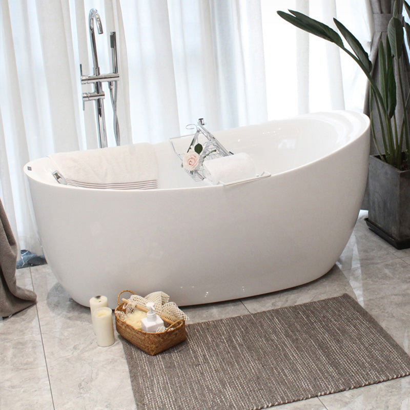 Modern White Ellipse Acrylic Bathtub Freestand Soaking Bathtub with Drain Bath Tub White 51"L x 31"W x 25"H Tub with Freestanding Tub Fillers Clearhalo 'Bathroom Remodel & Bathroom Fixtures' 'Bathtubs' 'Home Improvement' 'home_improvement' 'home_improvement_bathtubs' 'Showers & Bathtubs' 6463126