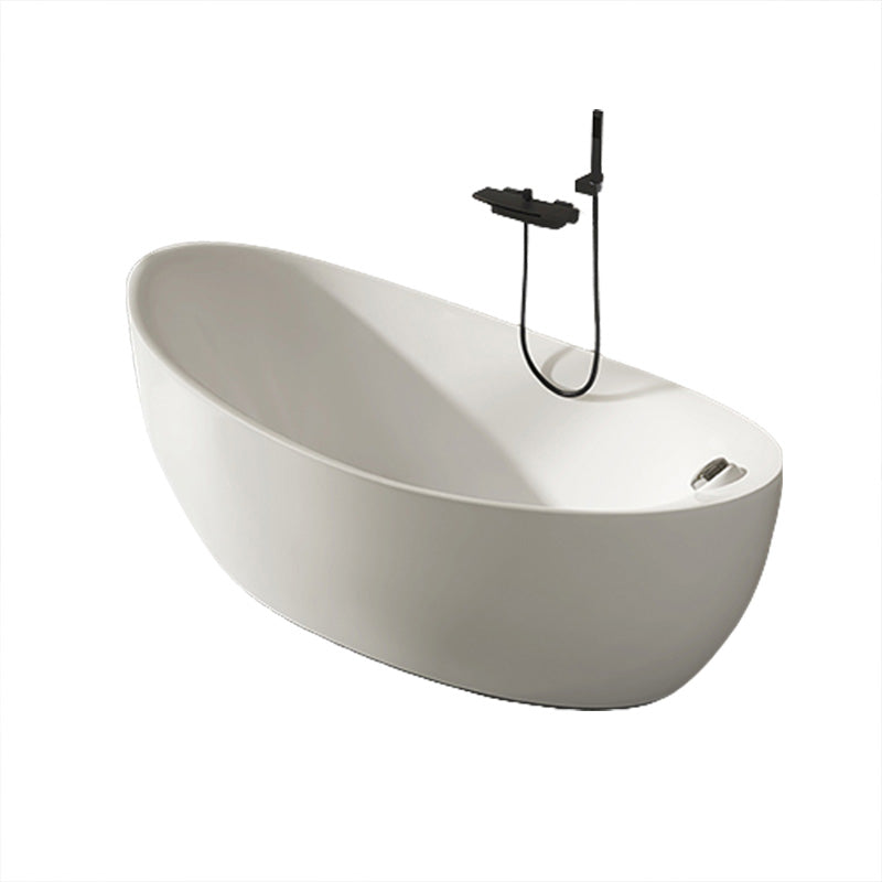 Modern White Ellipse Acrylic Bathtub Freestand Soaking Bathtub with Drain Bath Tub White Tub with Wall Mounted Faucets Clearhalo 'Bathroom Remodel & Bathroom Fixtures' 'Bathtubs' 'Home Improvement' 'home_improvement' 'home_improvement_bathtubs' 'Showers & Bathtubs' 6463127