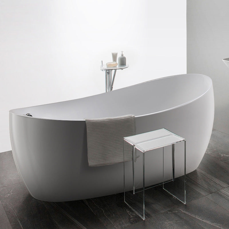 Modern White Ellipse Acrylic Bathtub Freestand Soaking Bathtub with Drain Bath Tub White 55"L x 31"W x 25"H Tub Clearhalo 'Bathroom Remodel & Bathroom Fixtures' 'Bathtubs' 'Home Improvement' 'home_improvement' 'home_improvement_bathtubs' 'Showers & Bathtubs' 6463128