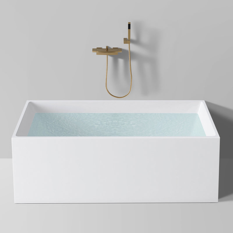 Modern Rectangle Acrylic Bathtub Back to Wall with Drain Bath Tub Gold Tub with Wall Mounted Faucets Clearhalo 'Bathroom Remodel & Bathroom Fixtures' 'Bathtubs' 'Home Improvement' 'home_improvement' 'home_improvement_bathtubs' 'Showers & Bathtubs' 6463155