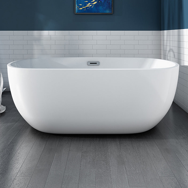 White Acrylic Oval Bathtub for Home Soaking Freestanding Tub with Drain White Tub Clearhalo 'Bathroom Remodel & Bathroom Fixtures' 'Bathtubs' 'Home Improvement' 'home_improvement' 'home_improvement_bathtubs' 'Showers & Bathtubs' 6463269