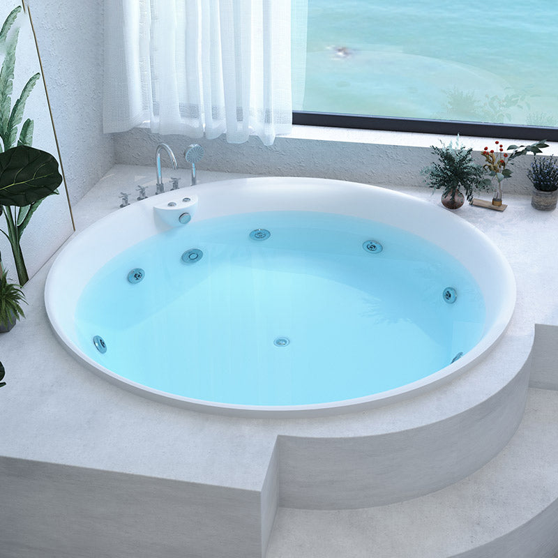 Modern Round Acrylic Embedded Bathtub with Drain Bath Tub and Massage Device Clearhalo 'Bathroom Remodel & Bathroom Fixtures' 'Bathtubs' 'Home Improvement' 'home_improvement' 'home_improvement_bathtubs' 'Showers & Bathtubs' 6463289