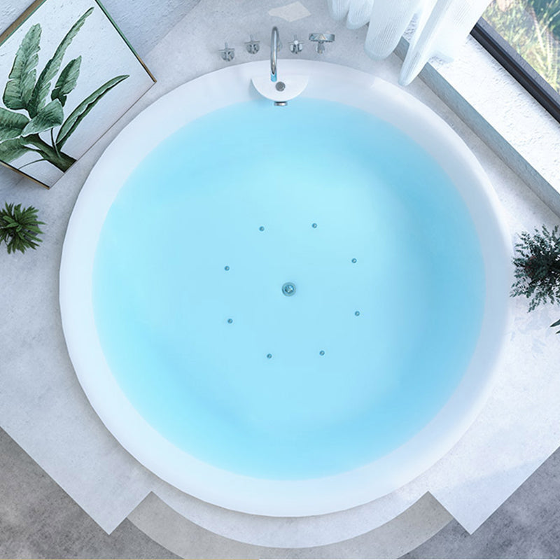 Modern Round Acrylic Embedded Bathtub with Drain Bath Tub and Massage Device Aerator Tub with Silver 5-Piece Set Clearhalo 'Bathroom Remodel & Bathroom Fixtures' 'Bathtubs' 'Home Improvement' 'home_improvement' 'home_improvement_bathtubs' 'Showers & Bathtubs' 6463294