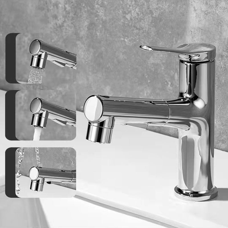 Brass Circular Vessel Sink Faucet Pull-out Modern Style Bathroom Faucet Chrome Clearhalo 'Bathroom Remodel & Bathroom Fixtures' 'Bathroom Sink Faucets' 'Bathroom Sinks & Faucet Components' 'bathroom_sink_faucets' 'Home Improvement' 'home_improvement' 'home_improvement_bathroom_sink_faucets' 6466906