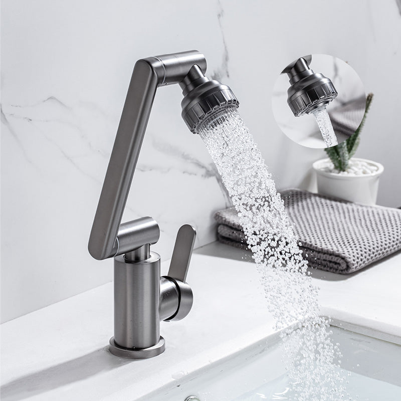 Contemporary Centerset Faucet Lever Handles Low Arc Stainless Steel Faucet Clearhalo 'Bathroom Remodel & Bathroom Fixtures' 'Bathroom Sink Faucets' 'Bathroom Sinks & Faucet Components' 'bathroom_sink_faucets' 'Home Improvement' 'home_improvement' 'home_improvement_bathroom_sink_faucets' 6466953