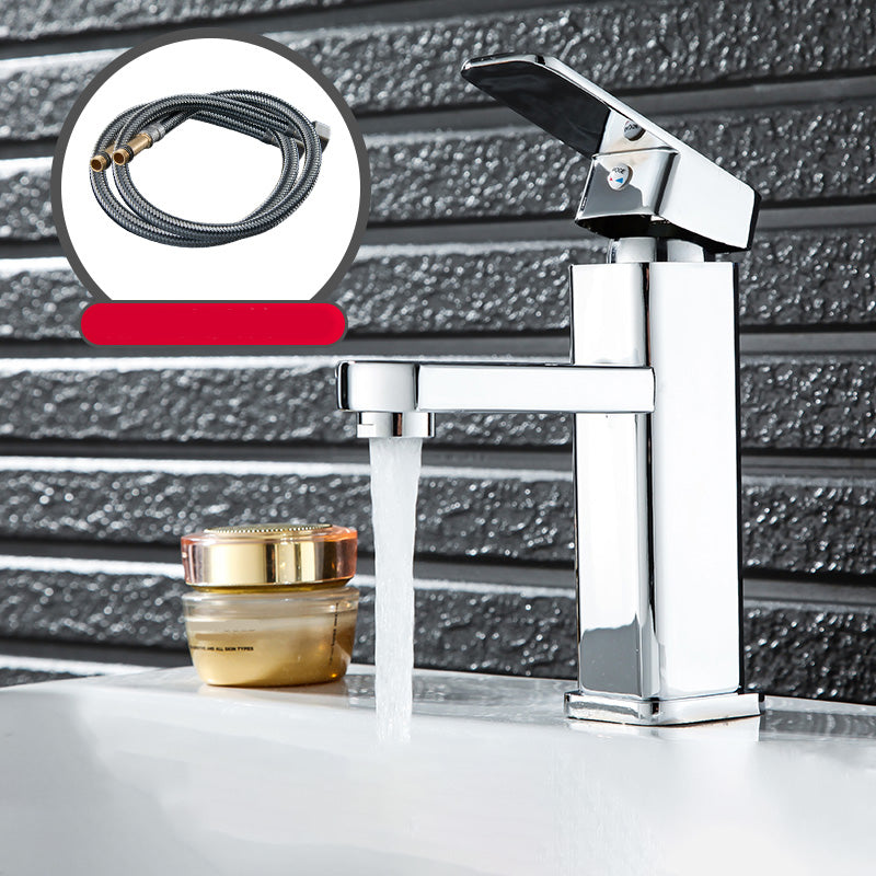 Cubic Vessel Sink Faucet Simple Low Arc Bathroom Faucet with 1 Hole Chrome Clearhalo 'Bathroom Remodel & Bathroom Fixtures' 'Bathroom Sink Faucets' 'Bathroom Sinks & Faucet Components' 'bathroom_sink_faucets' 'Home Improvement' 'home_improvement' 'home_improvement_bathroom_sink_faucets' 6466967