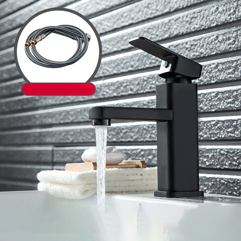 Cubic Vessel Sink Faucet Simple Low Arc Bathroom Faucet with 1 Hole Black Clearhalo 'Bathroom Remodel & Bathroom Fixtures' 'Bathroom Sink Faucets' 'Bathroom Sinks & Faucet Components' 'bathroom_sink_faucets' 'Home Improvement' 'home_improvement' 'home_improvement_bathroom_sink_faucets' 6466969