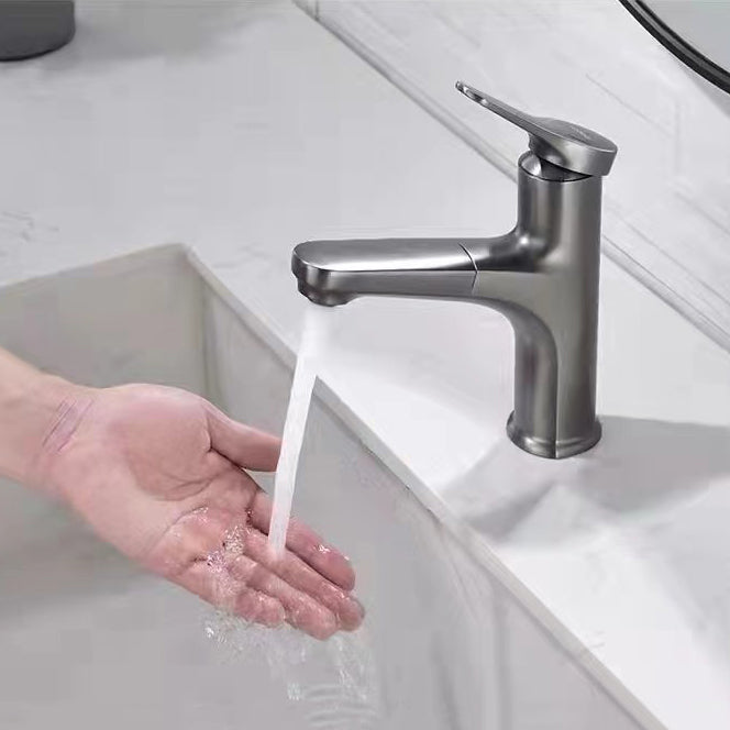 Modern Vessel Faucet Copper Single Handle Retractable Vessel Faucet Clearhalo 'Bathroom Remodel & Bathroom Fixtures' 'Bathroom Sink Faucets' 'Bathroom Sinks & Faucet Components' 'bathroom_sink_faucets' 'Home Improvement' 'home_improvement' 'home_improvement_bathroom_sink_faucets' 6466976