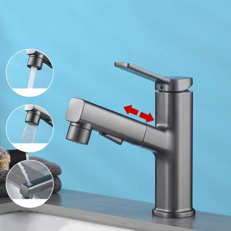 Modern Sink Faucet Pure Color Low Arc Metal Bathroom Sink Faucet Gris Clearhalo 'bathroom_sink_faucets' 'Conjunta de Baño y Conjunta de Grifo' 'Coronamiento de Baño y Dispositivo de Baño' 'Grifo del lavabo del baño' 'Hogar' 'home_improvement' 'home_improvement_bathroom_sink_faucets' 'Mejoras para el hogar' 6467001