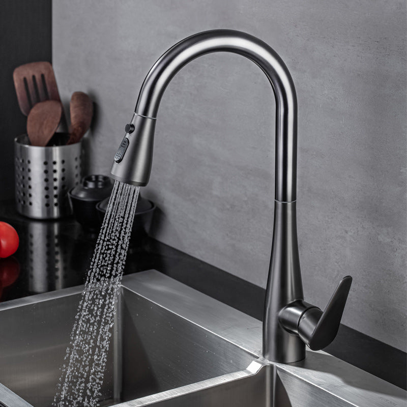 Modern 1-Handle Kitchen Faucet Stainless Steel Standard Kitchen Faucet Clearhalo 'Home Improvement' 'home_improvement' 'home_improvement_kitchen_faucets' 'Kitchen Faucets' 'Kitchen Remodel & Kitchen Fixtures' 'Kitchen Sinks & Faucet Components' 'kitchen_faucets' 6467035