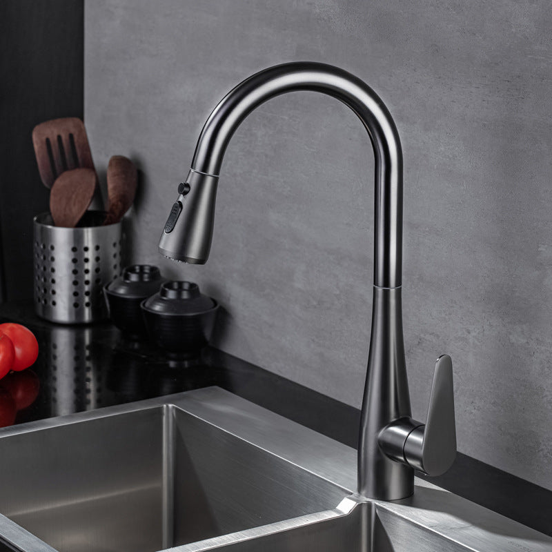 Modern 1-Handle Kitchen Faucet Stainless Steel Standard Kitchen Faucet Grey Clearhalo 'Home Improvement' 'home_improvement' 'home_improvement_kitchen_faucets' 'Kitchen Faucets' 'Kitchen Remodel & Kitchen Fixtures' 'Kitchen Sinks & Faucet Components' 'kitchen_faucets' 6467036