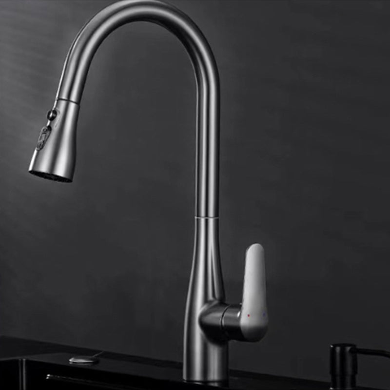 Modern 1-Handle Kitchen Faucet Stainless Steel Standard Kitchen Faucet Clearhalo 'Home Improvement' 'home_improvement' 'home_improvement_kitchen_faucets' 'Kitchen Faucets' 'Kitchen Remodel & Kitchen Fixtures' 'Kitchen Sinks & Faucet Components' 'kitchen_faucets' 6467051