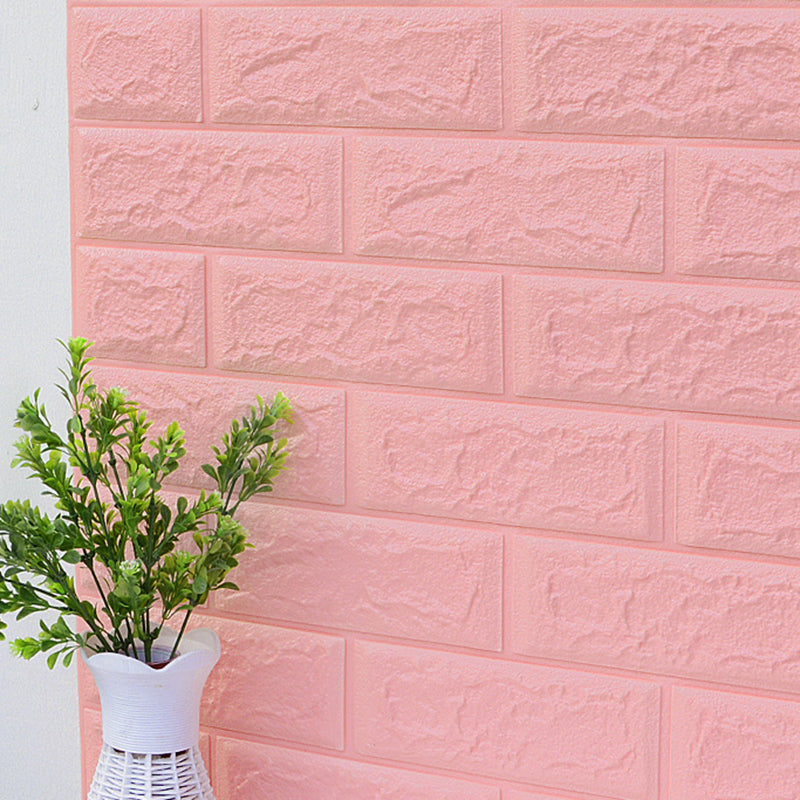 Modern Paneling PVC 3D Embossed Self-Adhesive Waterproof Indoor Wainscoting Pink Clearhalo 'Flooring 'Home Improvement' 'home_improvement' 'home_improvement_wall_paneling' 'Wall Paneling' 'wall_paneling' 'Walls & Ceilings' Walls and Ceiling' 6467319