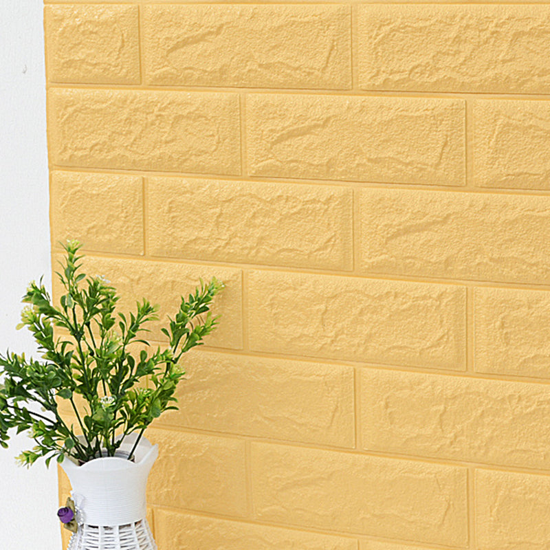 Modern Paneling PVC 3D Embossed Self-Adhesive Waterproof Indoor Wainscoting Yellow Clearhalo 'Flooring 'Home Improvement' 'home_improvement' 'home_improvement_wall_paneling' 'Wall Paneling' 'wall_paneling' 'Walls & Ceilings' Walls and Ceiling' 6467326
