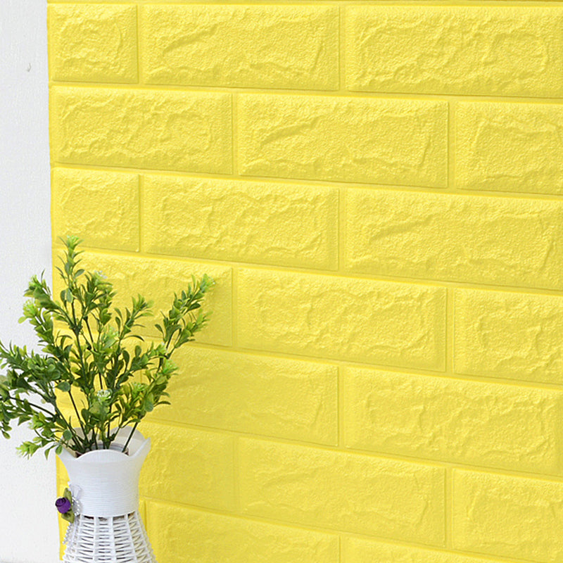 Modern Paneling PVC 3D Embossed Self-Adhesive Waterproof Indoor Wainscoting Lemon Yellow Clearhalo 'Flooring 'Home Improvement' 'home_improvement' 'home_improvement_wall_paneling' 'Wall Paneling' 'wall_paneling' 'Walls & Ceilings' Walls and Ceiling' 6467327