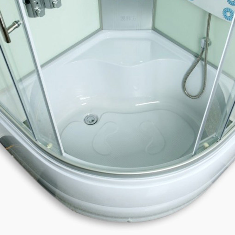 Curved Sliding Shower Enclosure Framed Tempered Glass Shower Enclosure Clearhalo 'Bathroom Remodel & Bathroom Fixtures' 'Home Improvement' 'home_improvement' 'home_improvement_shower_stalls_enclosures' 'Shower Stalls & Enclosures' 'shower_stalls_enclosures' 'Showers & Bathtubs' 6467570