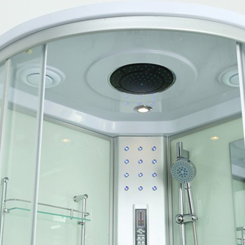 Curved Sliding Shower Enclosure Framed Tempered Glass Shower Enclosure Clearhalo 'Bathroom Remodel & Bathroom Fixtures' 'Home Improvement' 'home_improvement' 'home_improvement_shower_stalls_enclosures' 'Shower Stalls & Enclosures' 'shower_stalls_enclosures' 'Showers & Bathtubs' 6467572