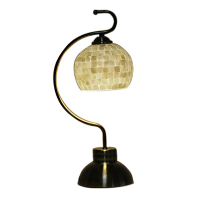 Tiffany Global Standing Table Light Shell Shade 1 Light Table Lighting for Study Room in Black Finish Clearhalo 'Lamps' 'Table Lamps' Lighting' 64678