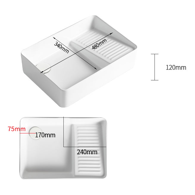 Modern Bathroom Sink Rectangular Porcelain Vessel Sink with Pop-Up Drain Clearhalo 'Bathroom Remodel & Bathroom Fixtures' 'Bathroom Sinks & Faucet Components' 'Bathroom Sinks' 'bathroom_sink' 'Home Improvement' 'home_improvement' 'home_improvement_bathroom_sink' 6467859