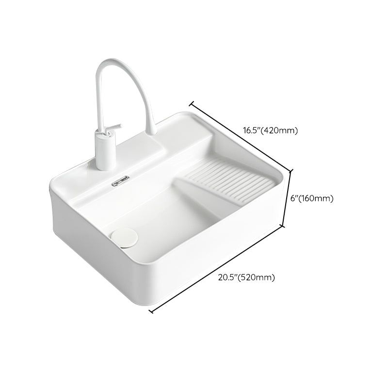 Modern Bathroom Sink Rectangular Porcelain Vessel Sink with Pop-Up Drain Clearhalo 'Bathroom Remodel & Bathroom Fixtures' 'Bathroom Sinks & Faucet Components' 'Bathroom Sinks' 'bathroom_sink' 'Home Improvement' 'home_improvement' 'home_improvement_bathroom_sink' 6467883