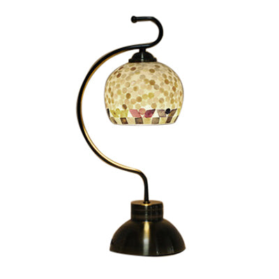 Tiffany Global Standing Table Light Shell Shade 1 Light Table Lighting for Study Room in Black Finish Clearhalo 'Lamps' 'Table Lamps' Lighting' 64679